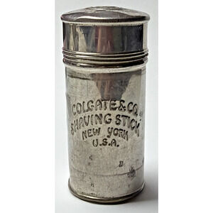 WWI Colgate Co Shaving Stick New York USA Embossed Metal Container Only As Is